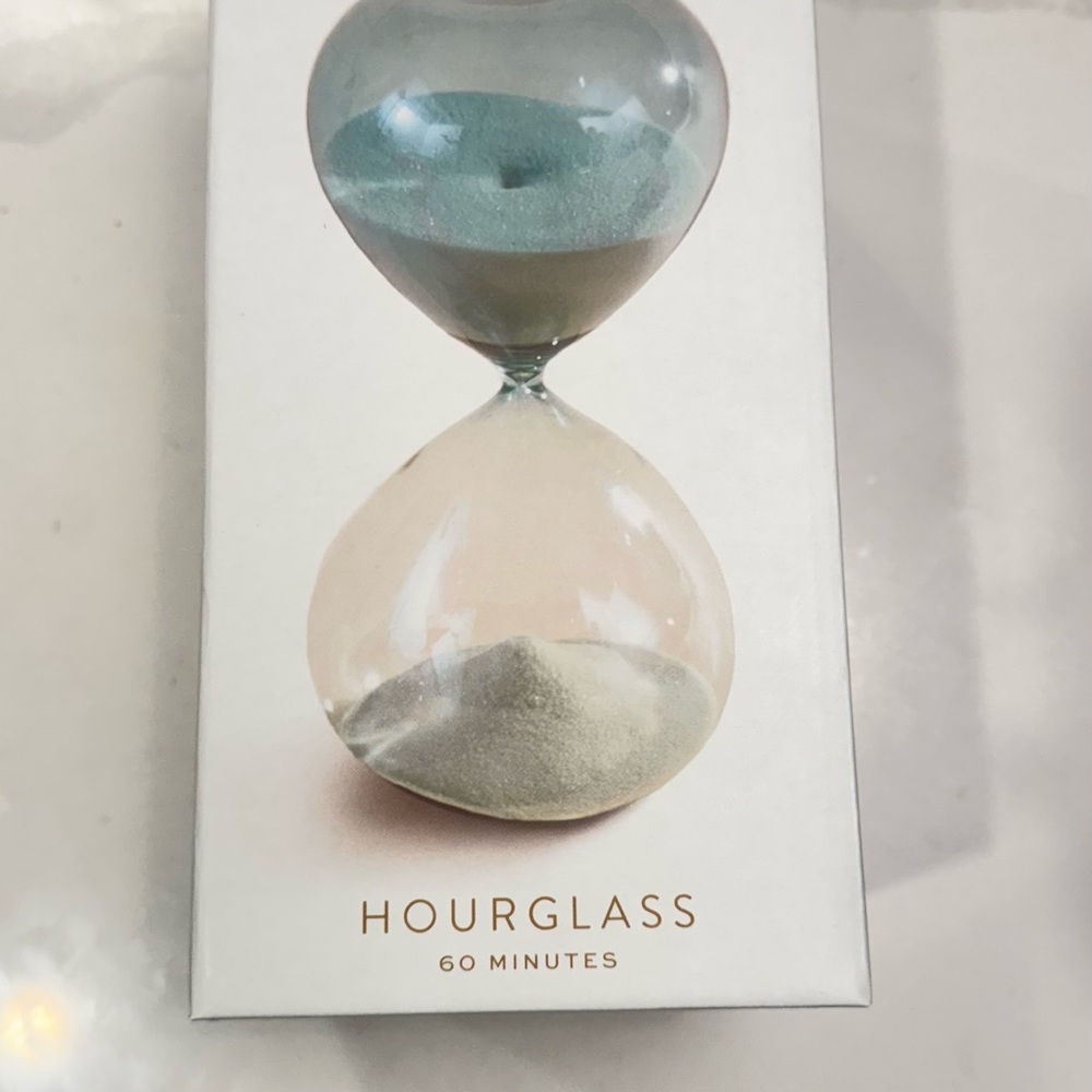 NWT! DesignWorks Ink Hourglass Sand Timer One-Hour Retro Glass Timer, Seaglass